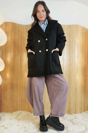 Aviator Oversized Shearling Jacket Black /9=